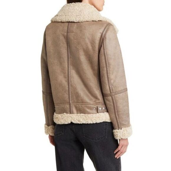 Sam Edelman Faux Shearling Aviator Moto Jacket - Picture 3 of 4